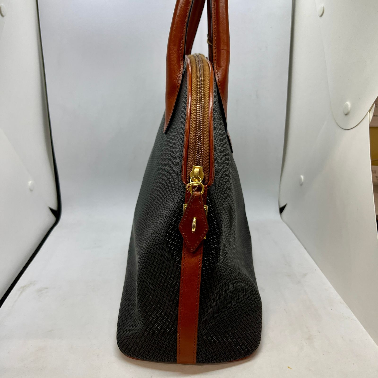 BALLY バリー ハンドバッグ ミニボストンバッグ ロゴ型押 総柄レザー 