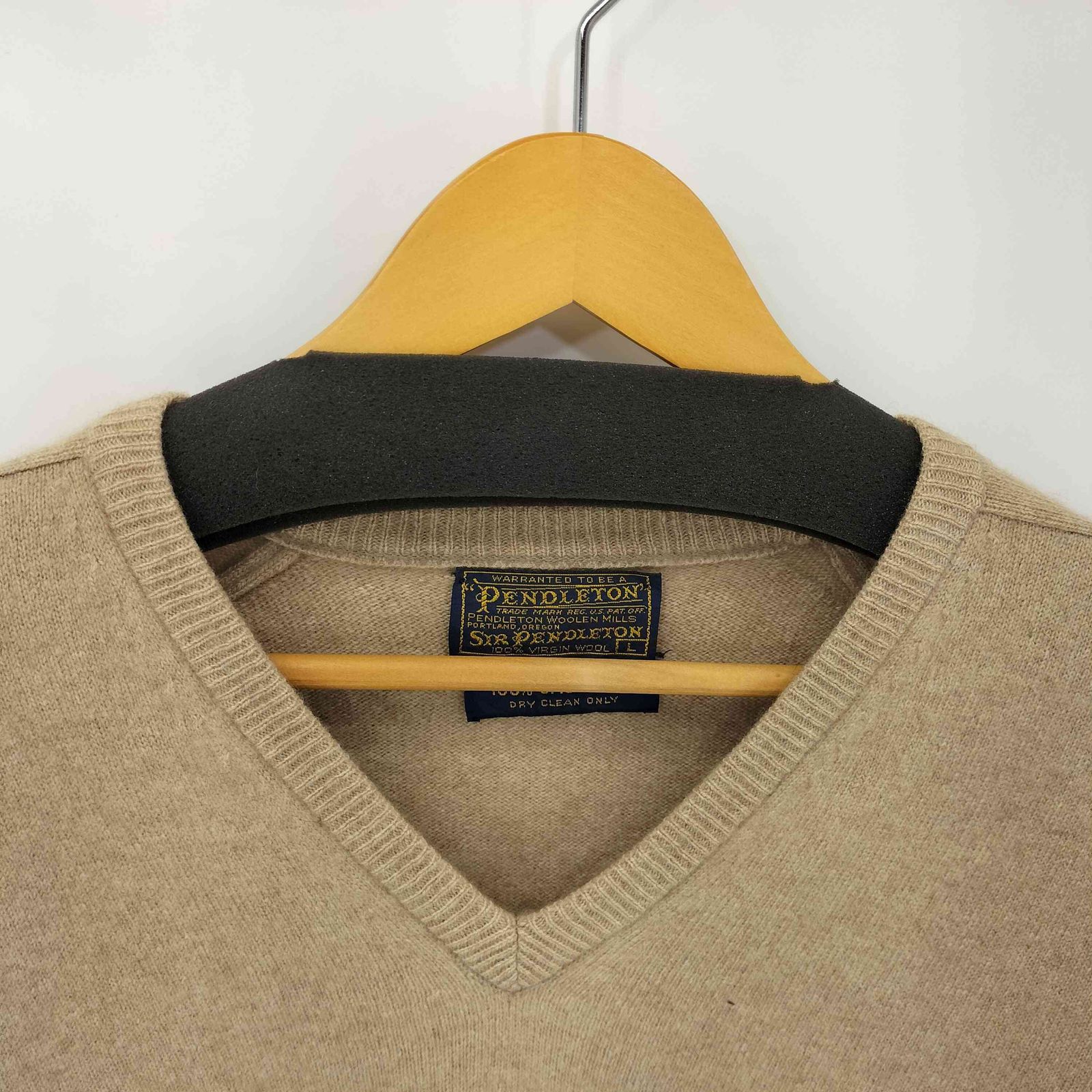 ペンドルトン PENDLETON 70S MADE IN USA カシミヤ100％ Vネック 