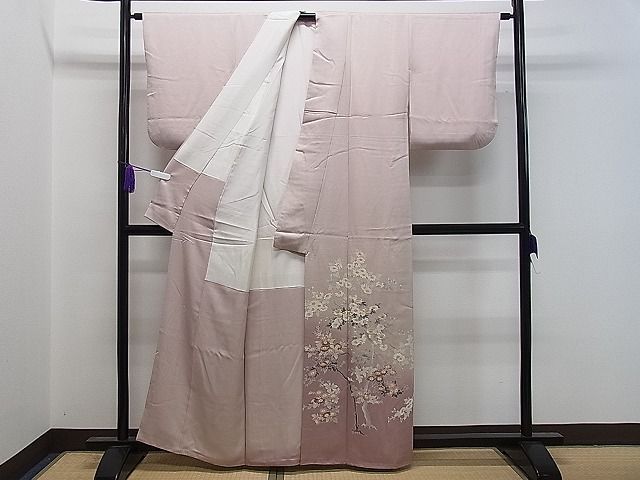 平和屋着物□訪問着 友禅 相良刺繍 枝花文 暈し染め 逸品