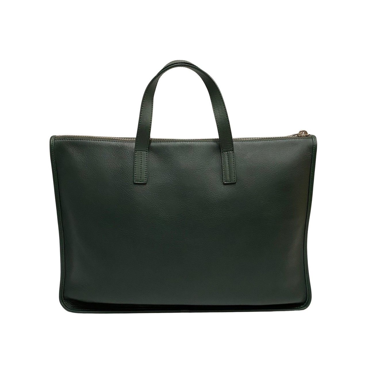 極 美品 保存袋付 LOEWE ロエベ アナグラム ロゴ ナッパレザー 本革 ハンドバッグ ビジネスバッグ A4収納可能 グリーン 緑 23655