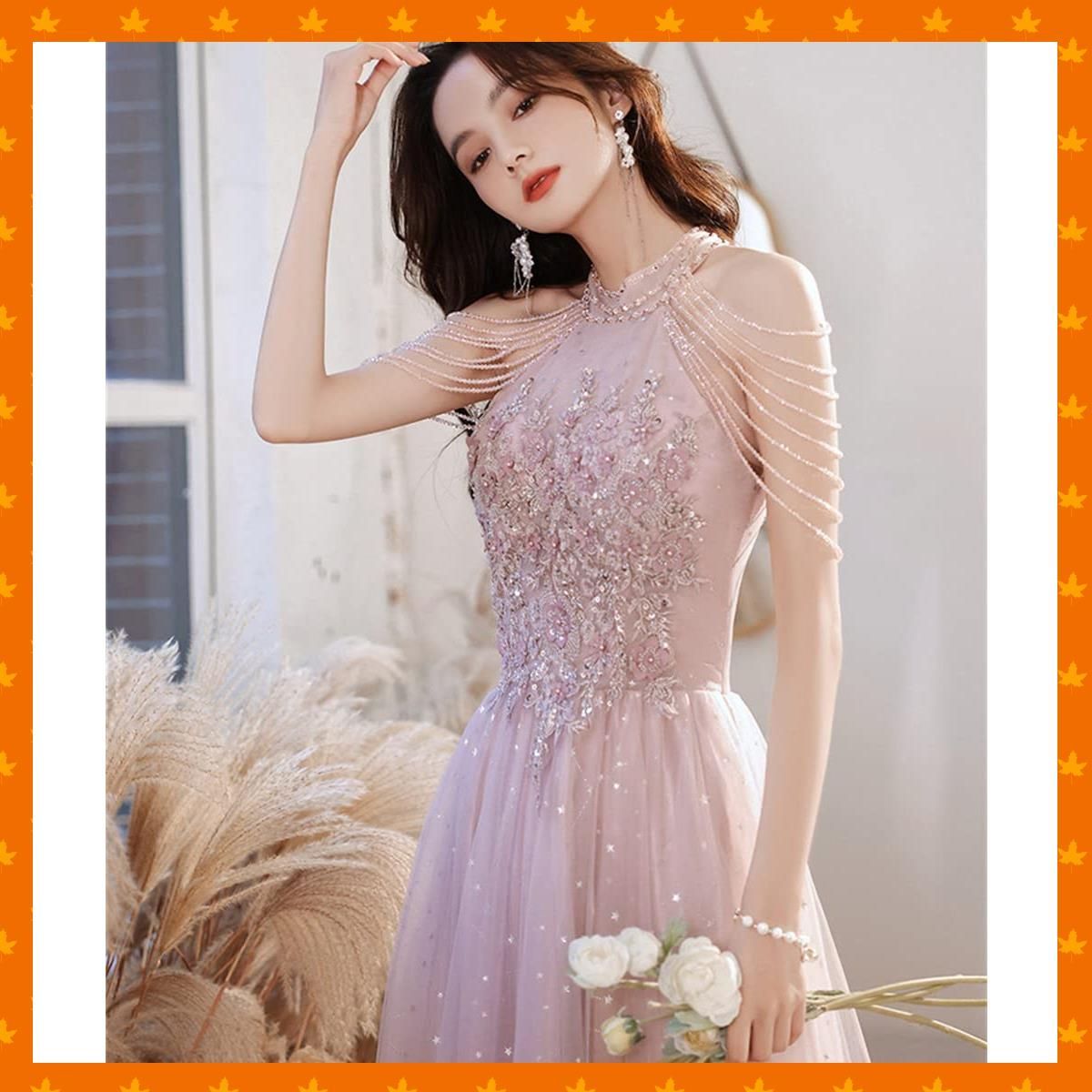 JINPIN]ノースリーブ ドレス 剥く イブニングドレス レディース  