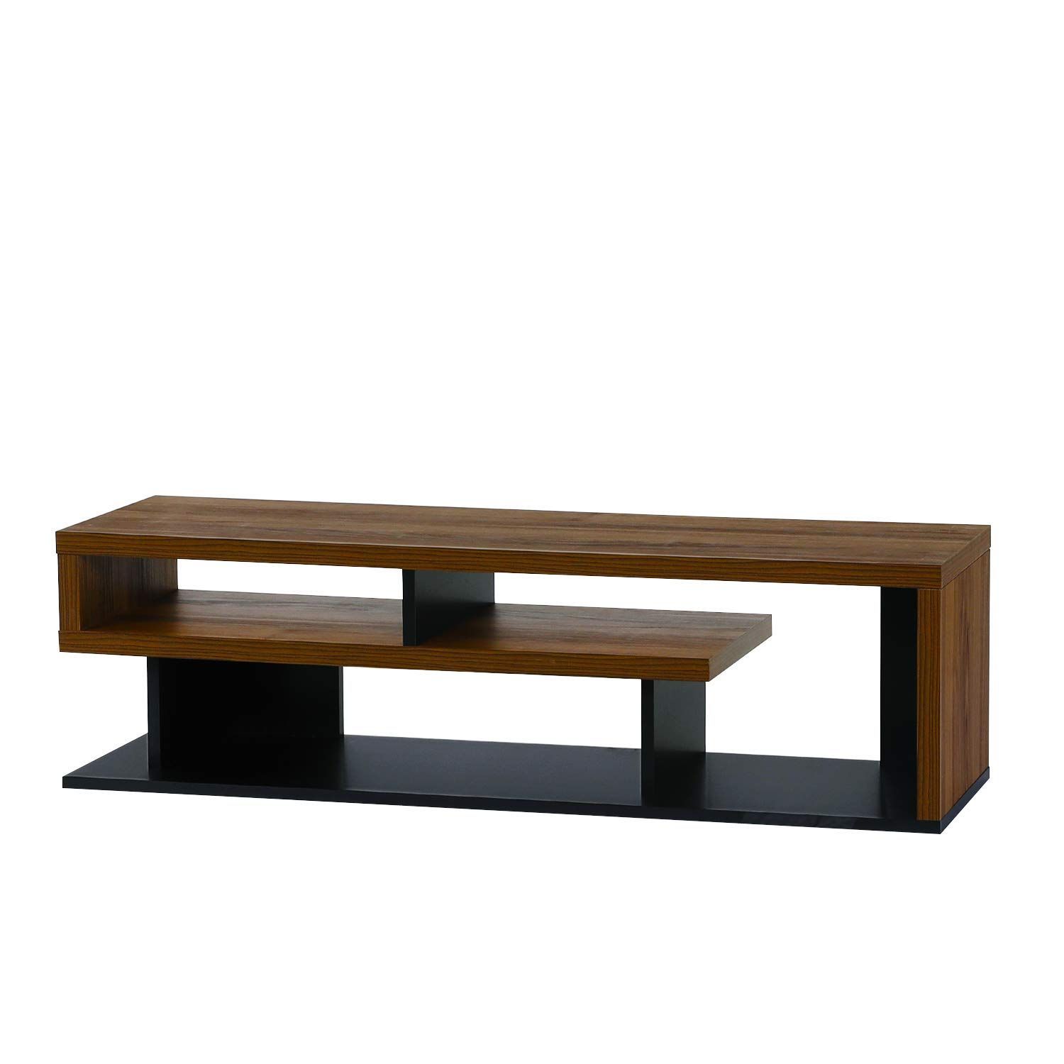 数量 テレビ台 白井産業 ローボード テレビボード ユニークで無駄のないデザイン 大型テレビ用 DVDプレイヤー収納 CD DVDが収納 ダークブラウンとブラックのモダンなツートンカラー 木目調 40-50V型 幅120.2×奥行29.6×高さ3