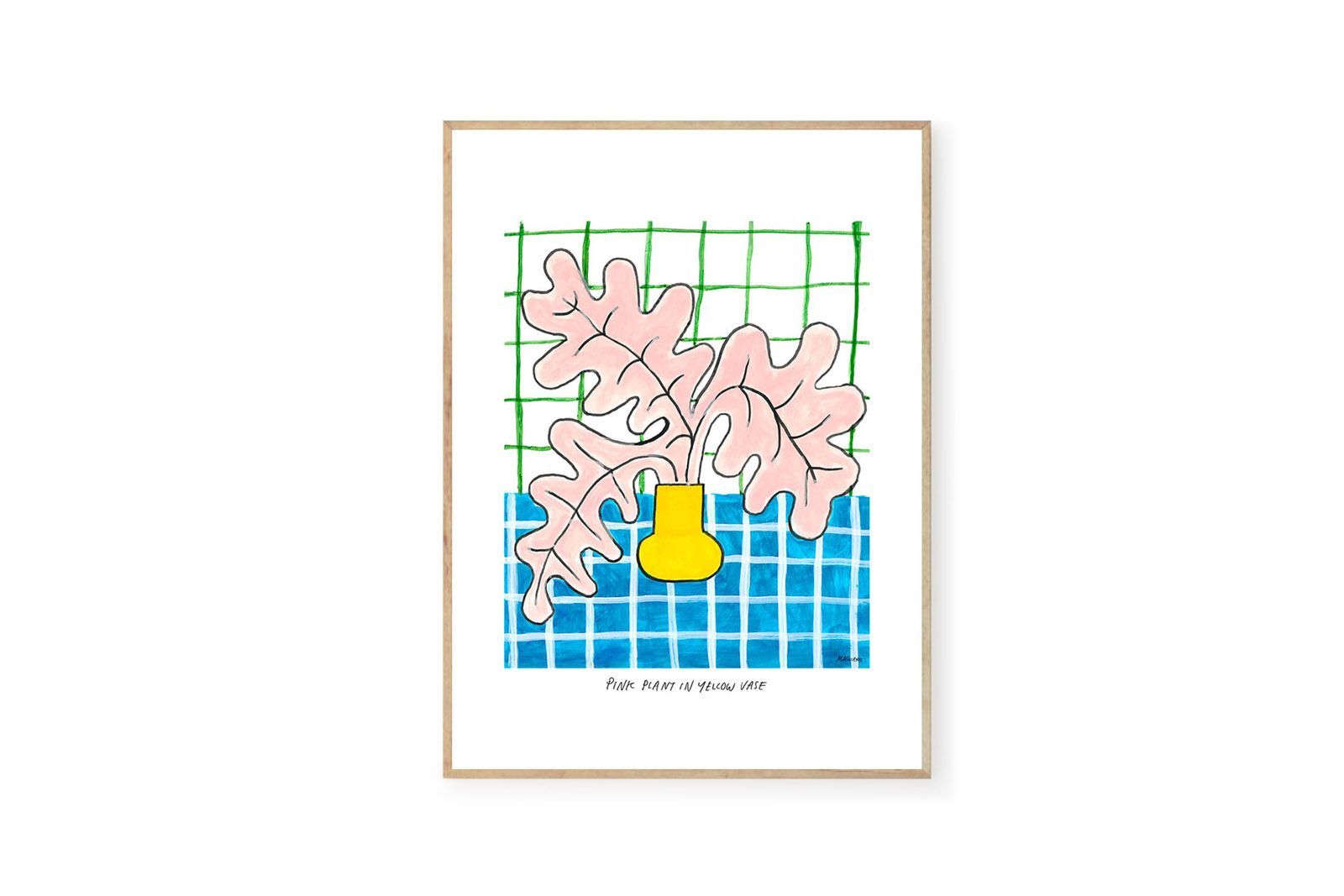 ポスター/アートプリント　30×40cm　Pink Plant in Yellow Vase/124x10502-30x40