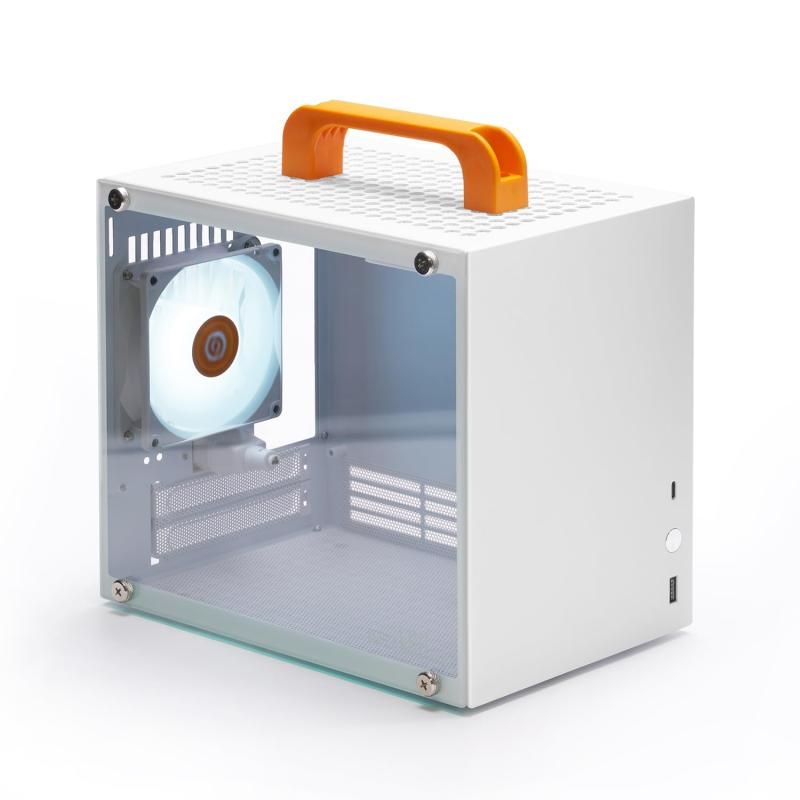 SGPC K66 lite コンパクトITXケース - 洗練された1mm-1.5mmスチールデザイン 3mmの強化ガラス製サイドパネルITXマザーボードとSFX電源と互換性があります ホワイト