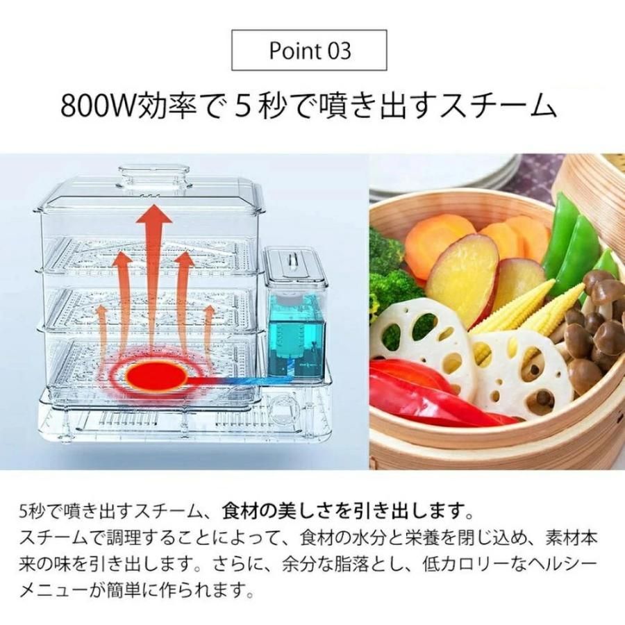 蒸し器 電気蒸し器 3段 大容量24L 多機能 スチームクッカー 電気