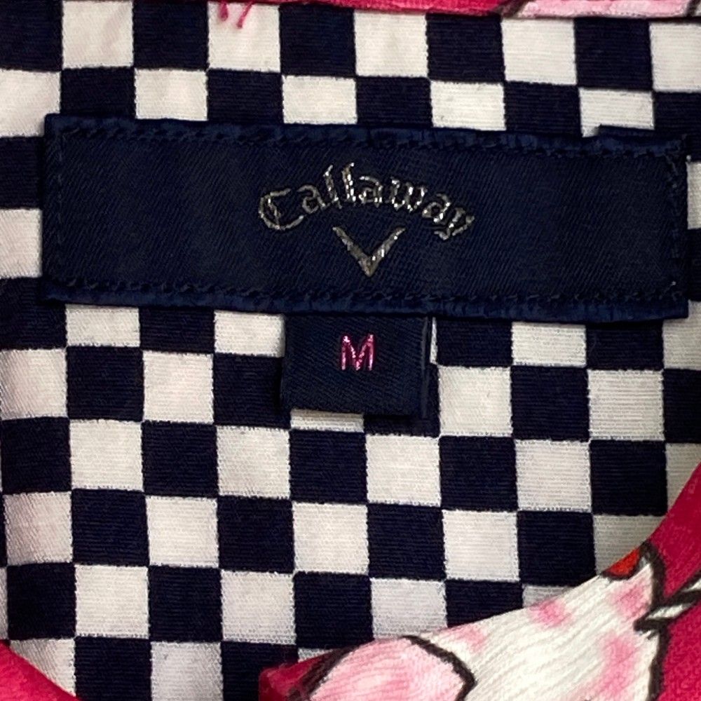 サイズ：M CALLAWAY キャロウェイ 半袖ポロシャツ 総柄 ピンク系