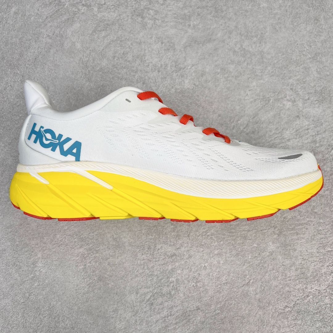 新品 HOKA ONE ONE CLIFTON 8 ランニングシューズ クリフトン 8 スニーカー ランニングシューズ 白い/黄色 男女通用 並行輸入品