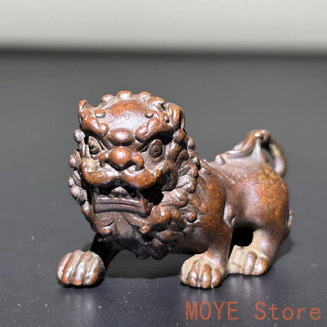 銅製 獅子筆架 茶寵 茶道具 文房具 装飾品 工芸品 置物zw0829 【楽天