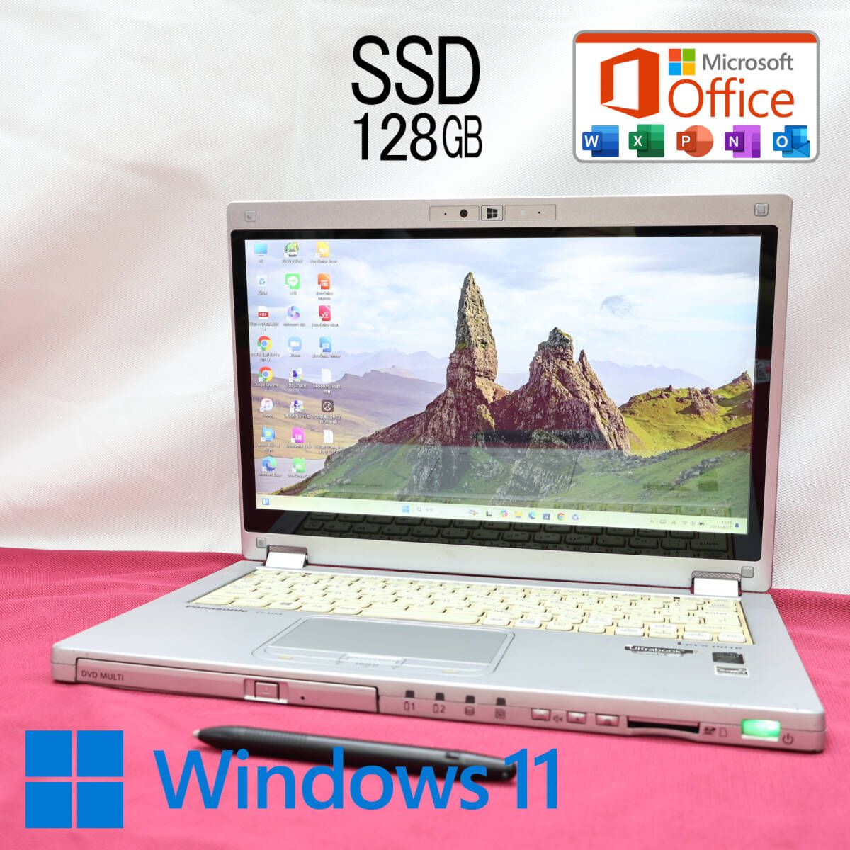 中古PC 高性能5世代i5！SSD128GBCF-MX4 Core i5-5300U Webカメラ Win11 MS Office 中古品 ノートPCP77450