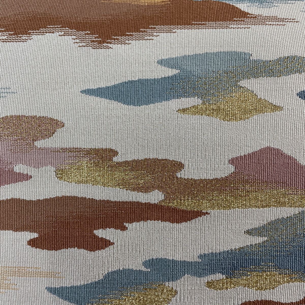 バイセル 着物 美品 名品 名古屋帯 薄茶色 草花 絽 夏帯 桔梗 金糸 銀糸 正絹 ☆☆☆☆ 在庫一掃 名古屋帯 美品 名品 草花 鳥 薄茶色 正絹｜中古・古着