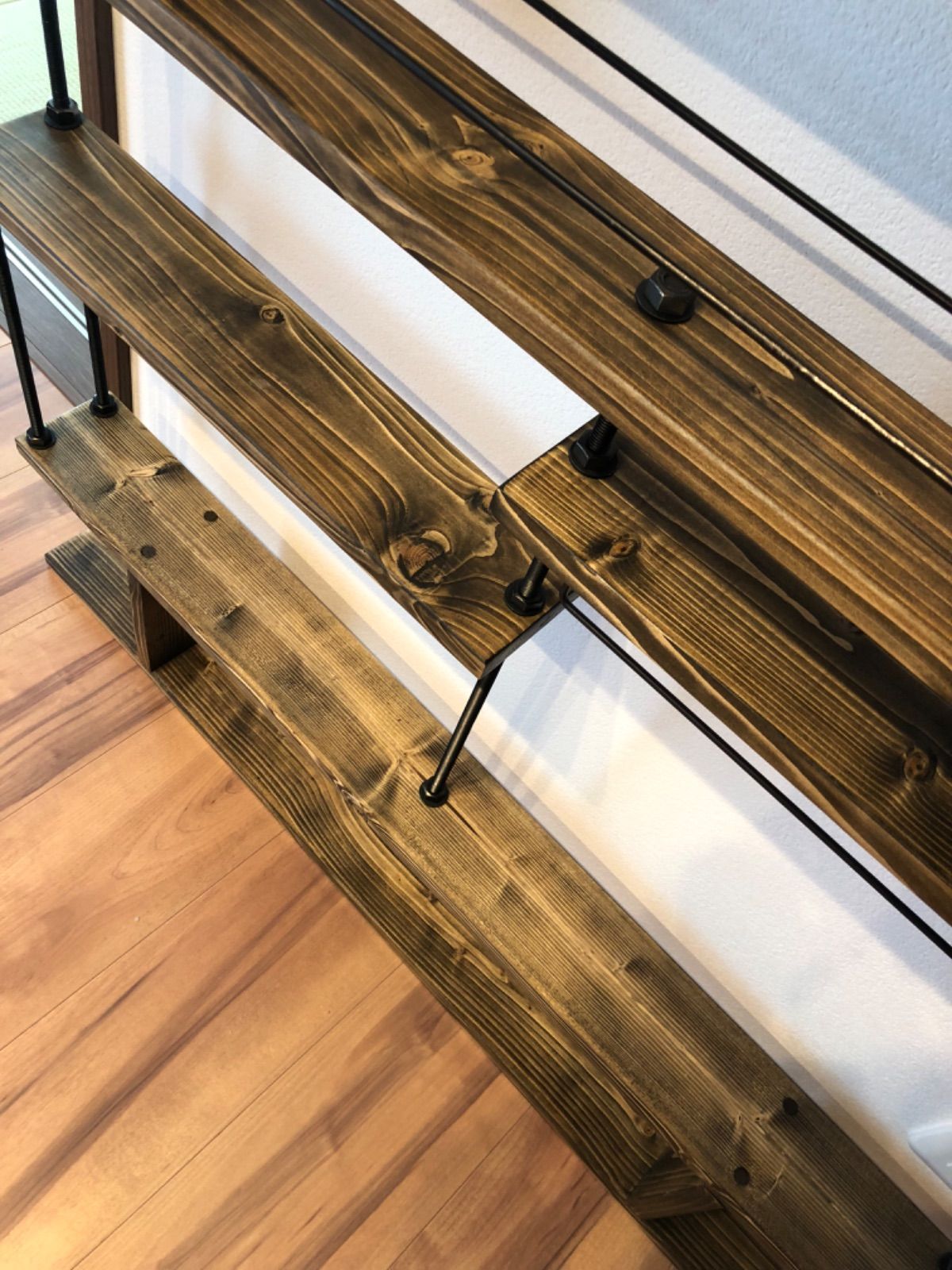 注文 穴を開けずに突っ張れるキッチンラックCentral☆木目強調☆窓枠