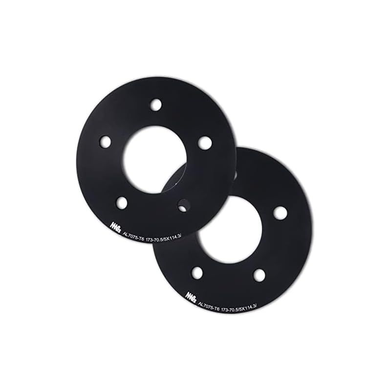 MAQs 鍛造 114.3 5穴 5mm ホイールスペーサー アルミ スチール ホイール 単穴 2枚 ブラック 1