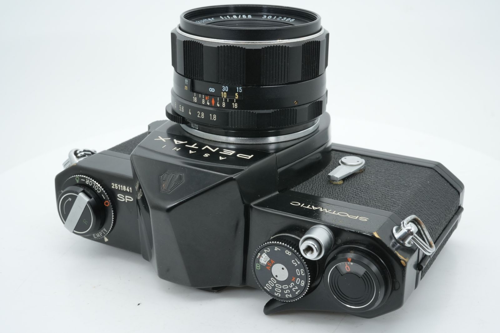 良品 ASAHI PENTAX SPOTMATIC SP ブラック 一眼レフイルムカメラ Super TAKUMAR 55ｍｍ f1.8 標準 単焦点 マニュアル オールドレンズ