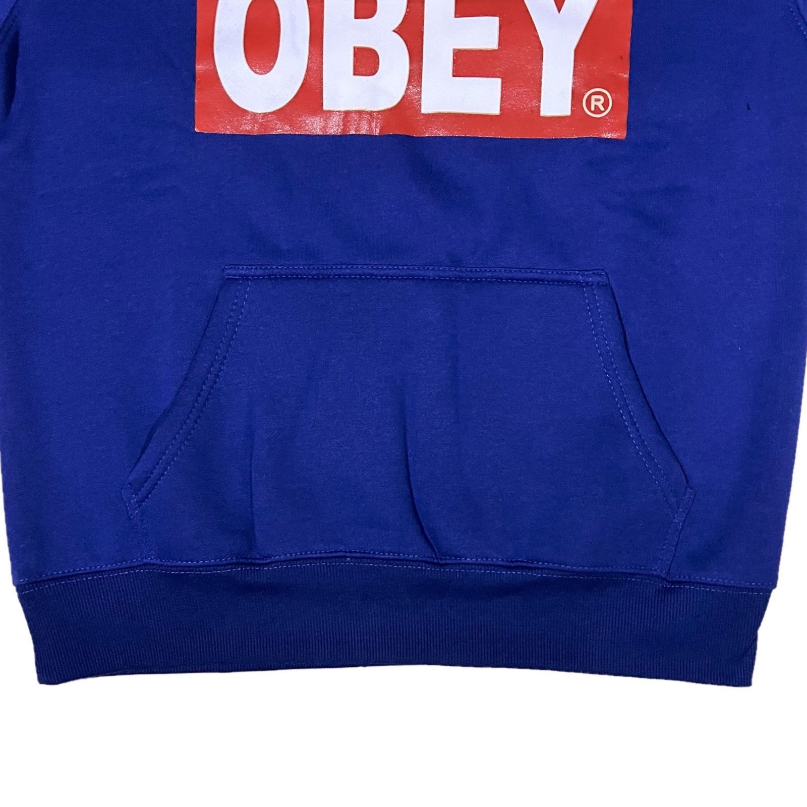 OBEY オベイ ブランドロゴ プルオーバーパーカー ブルー - メルカリ