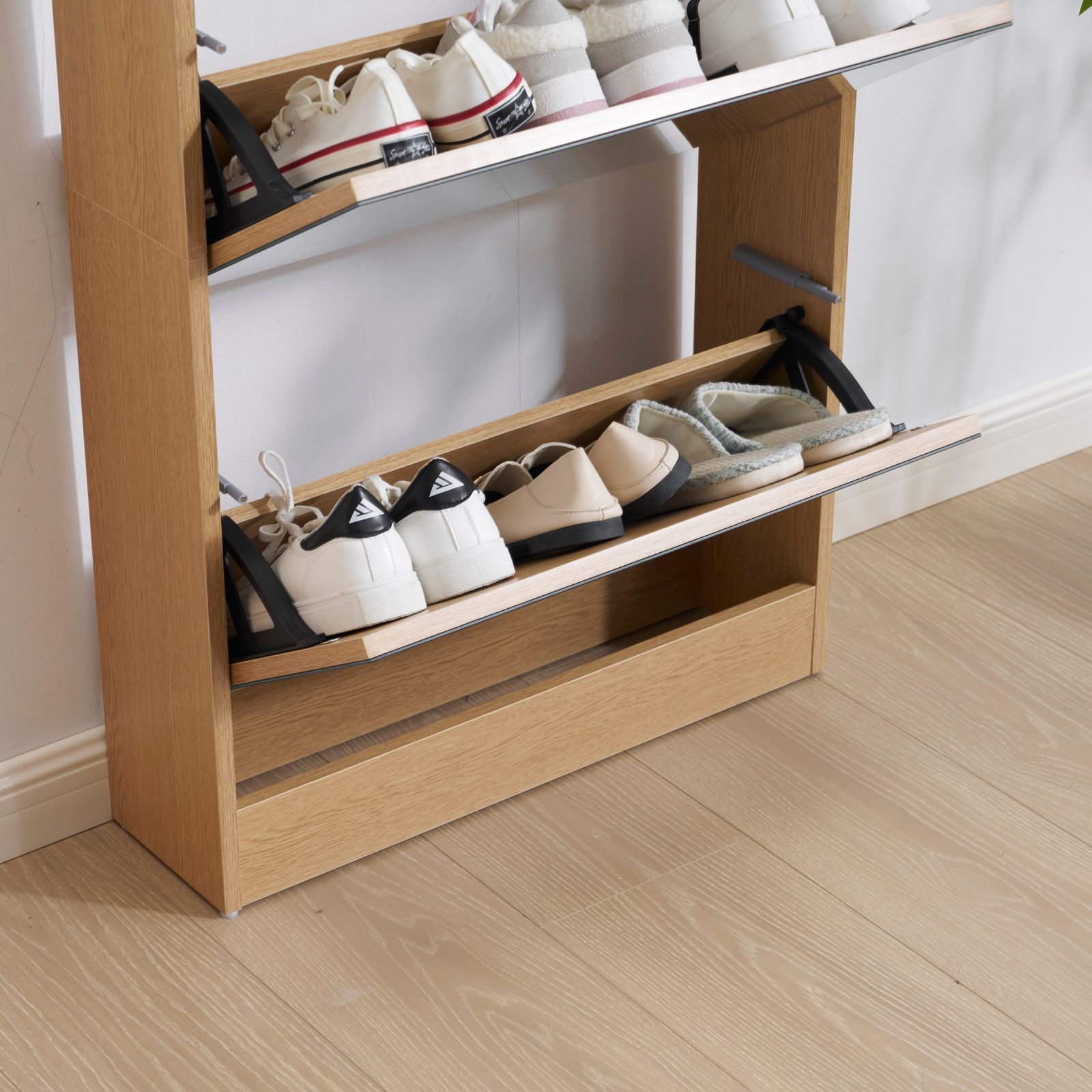 数量限定セール」【鏡タイプ】下駄箱3段 シューズラック 玄関収納