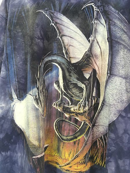 古着 00s THE MOUNTAIN ドラゴン 魔法使い グラフィック タイダイ T