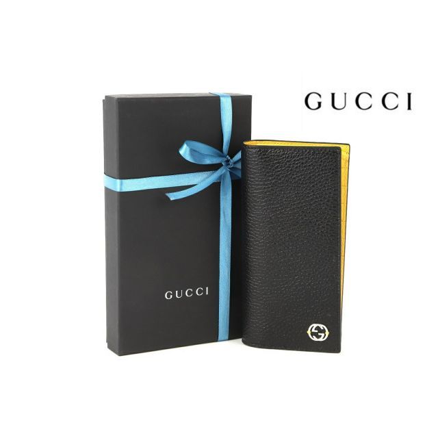 新品GUCCI グッチ 財布 メンズ 長財布 二つ折り長財布 小銭入れ有り グッチ長財布 アウトレット メンズ財布 グッチ財布 財布二つ折り 革 レザー ぐっち さいふ 黒 青 黄色 緑 インターロッキン