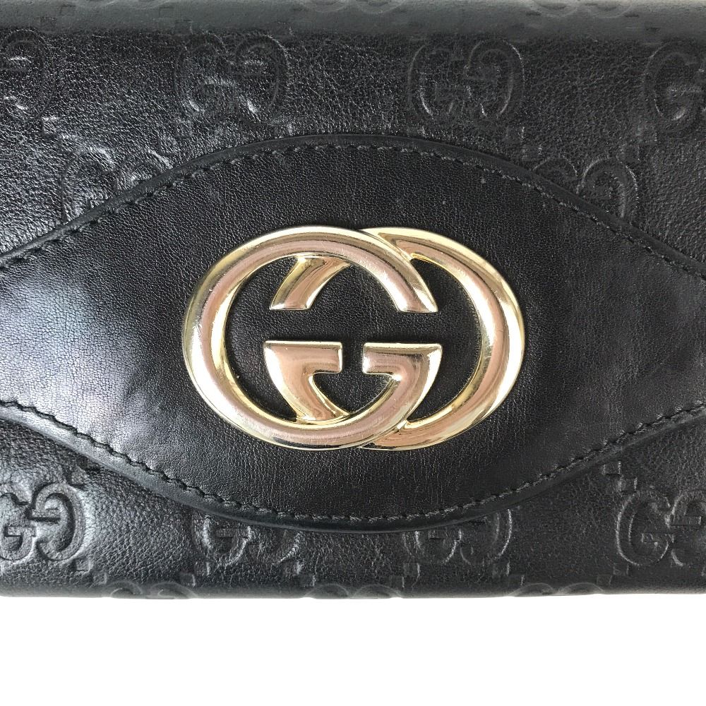 ✅【良品】 メンテ済み グッチ　GUCCI グッチシマ レザー 長財布　ブラック GUCCI グッチ 長財布 マイクログッチシマ 二つ折り財布 282431・2067