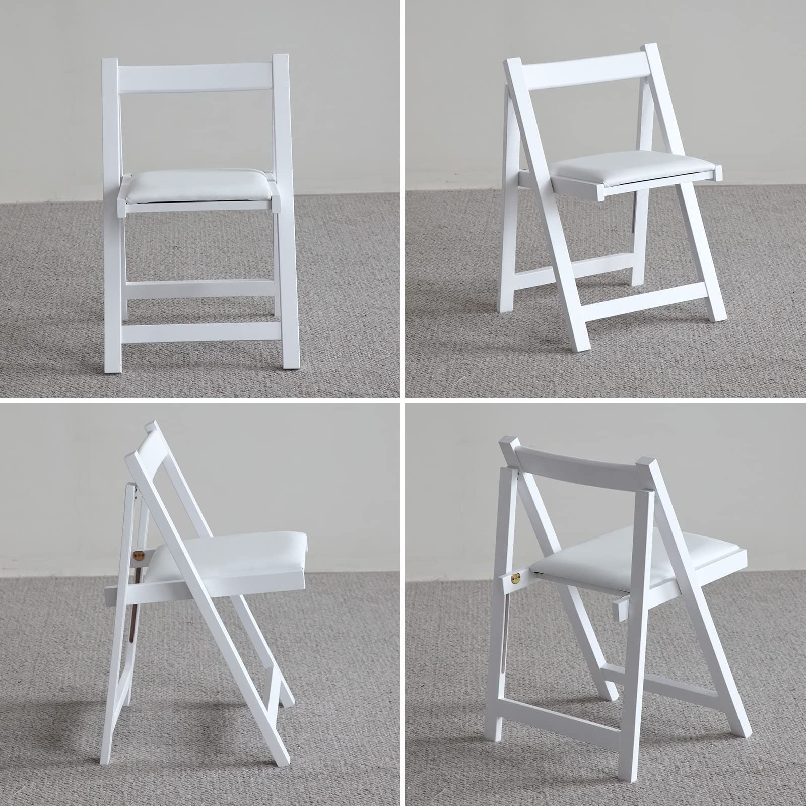 2脚入りソリッドウッド椅子 折りたたみダイニング椅子ソフトクッション付き