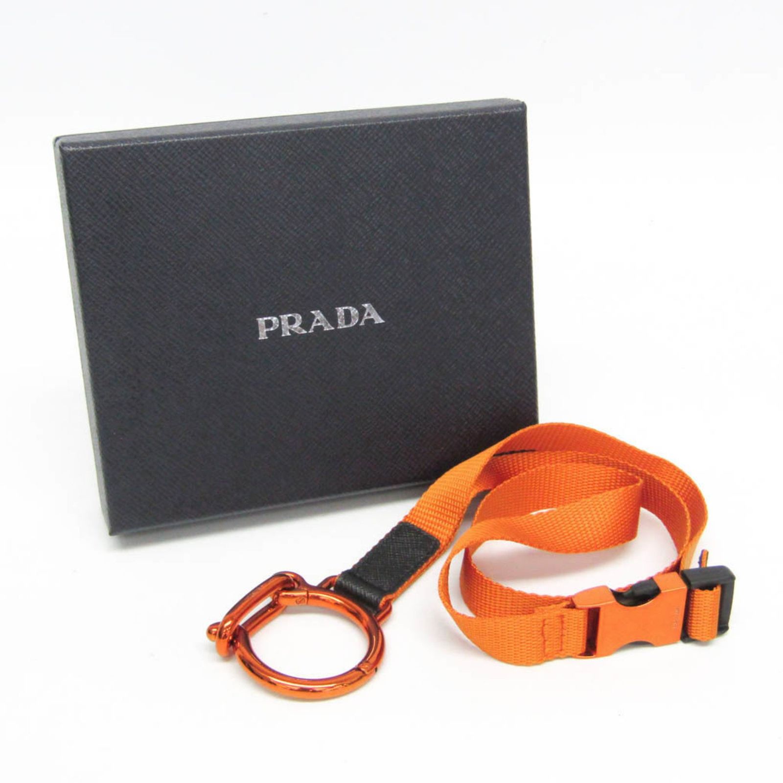 プラダ Prada ナイロン レザー オレンジ ネックストラップ