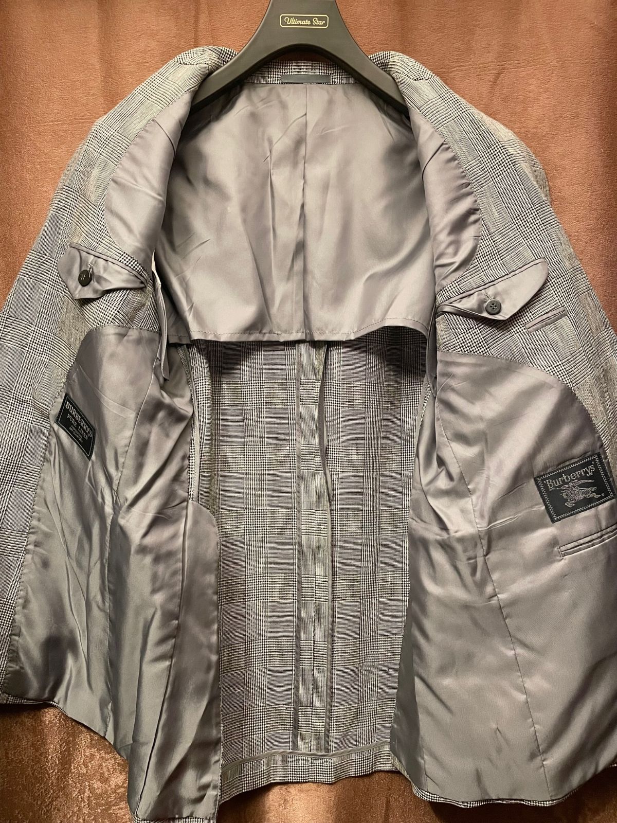 希少 VINTAGE BURBERRYS グレンチェック柄リネンテーラードジャケット