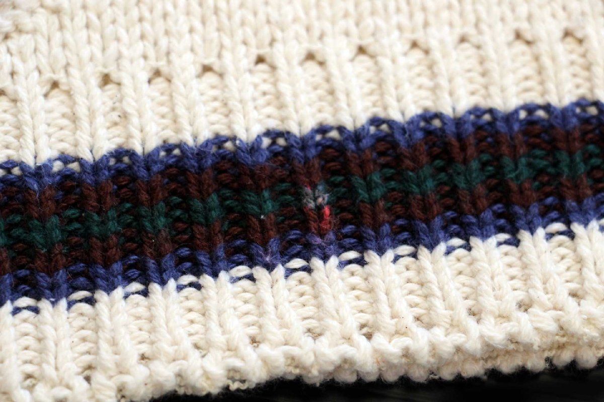 90s USA製 STJOHN'SBAY カモ刺繍 編み柄 コットンニット セーター 