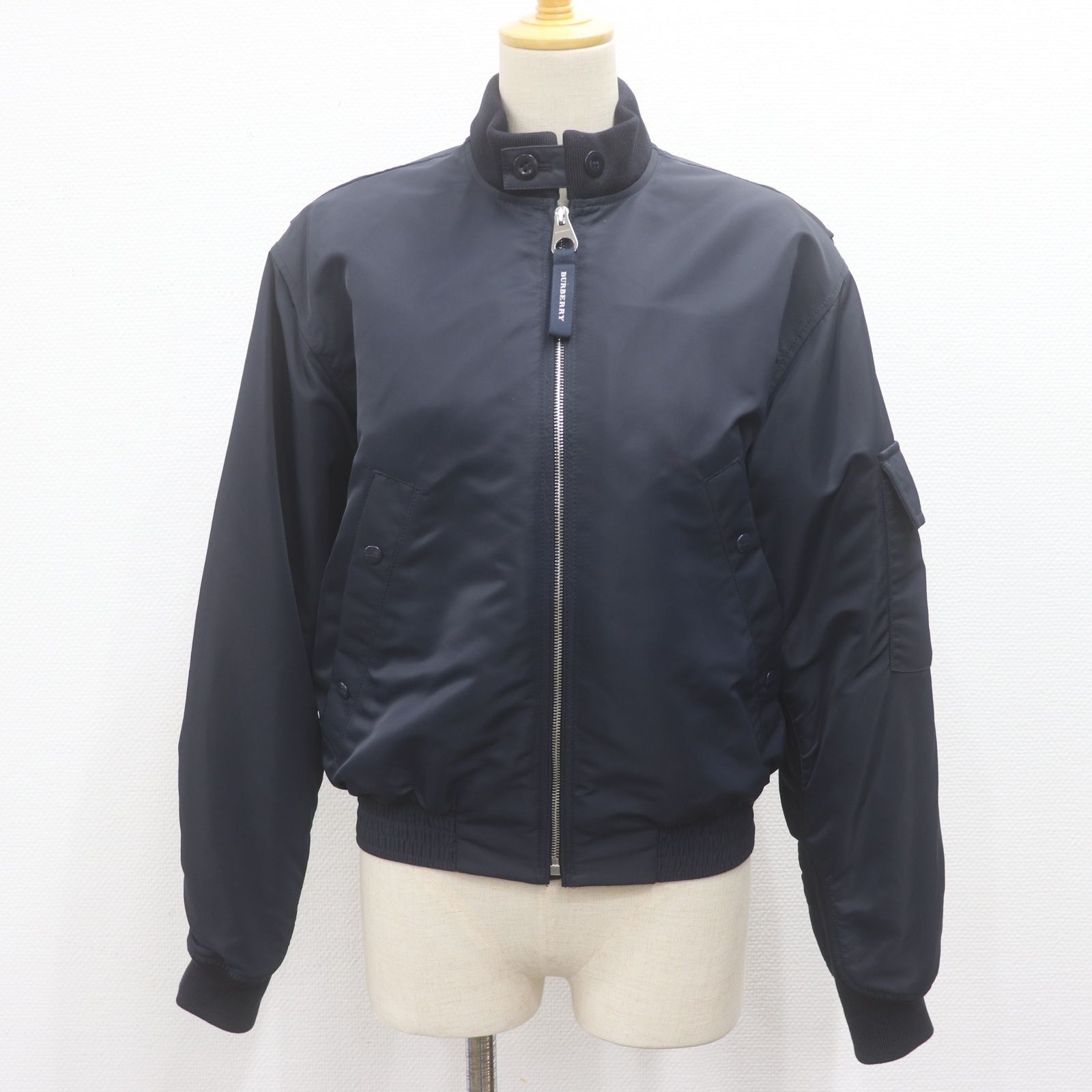 ITA8H7B93BIM BURBERRY バーバリー MA-1 ボンバージャケット ブルゾン ネイビー サイズ44 チェック レディース アウター