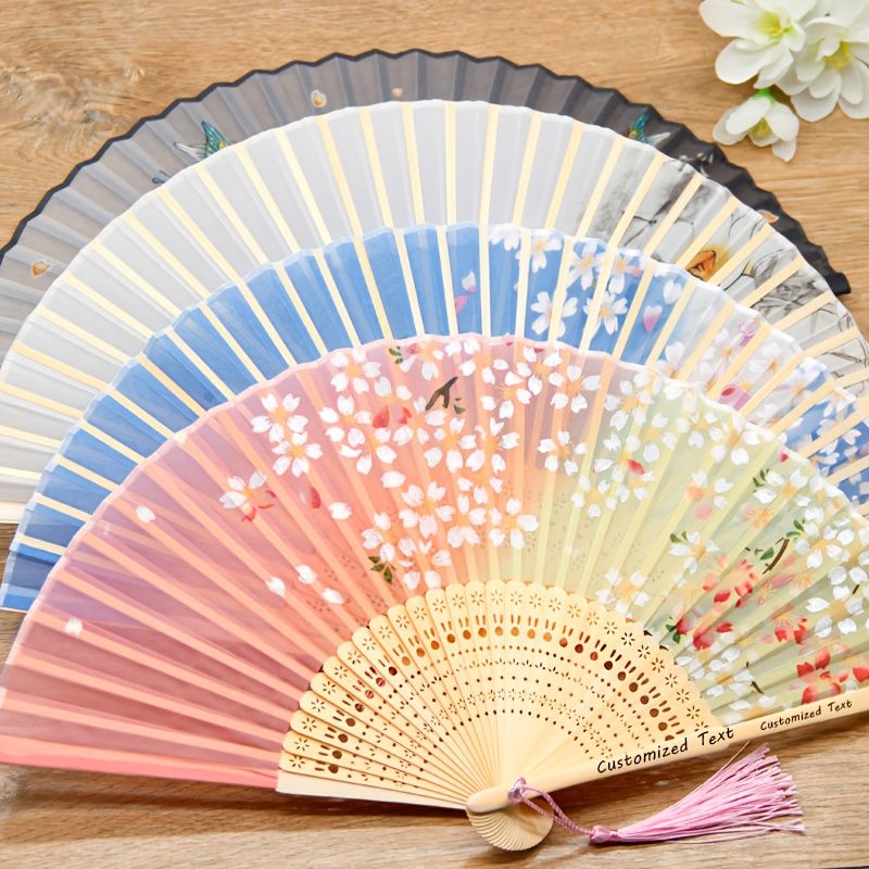 結婚式 パーティー 夏のアクセサリー用 - 女性への誕生日ギフトにぴったりな20枚セット カスタムミックススタイル エレガント折りたたみ竹扇子 中国古代花柄タッセル付き ペースト
