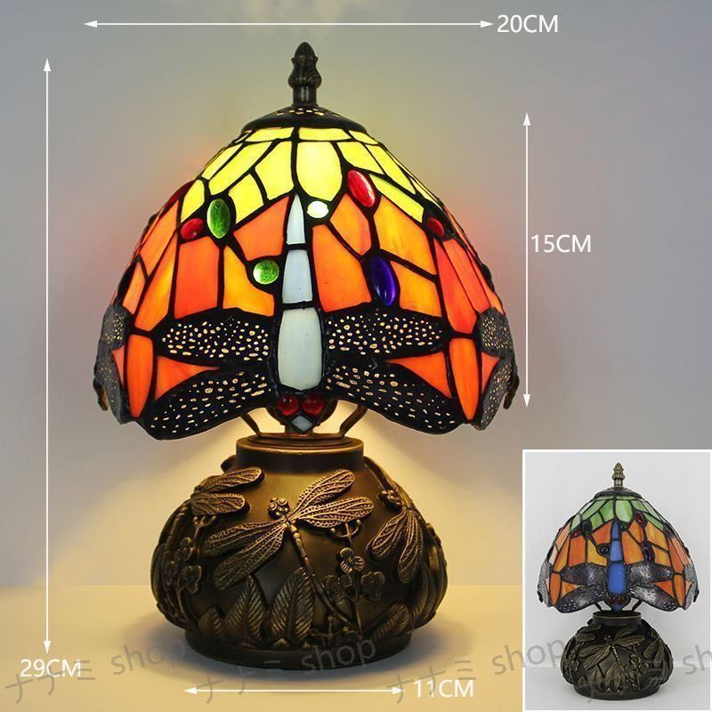 ステンドグラスランプ チューリップ ガラス工芸 卓上照明 アンティーク