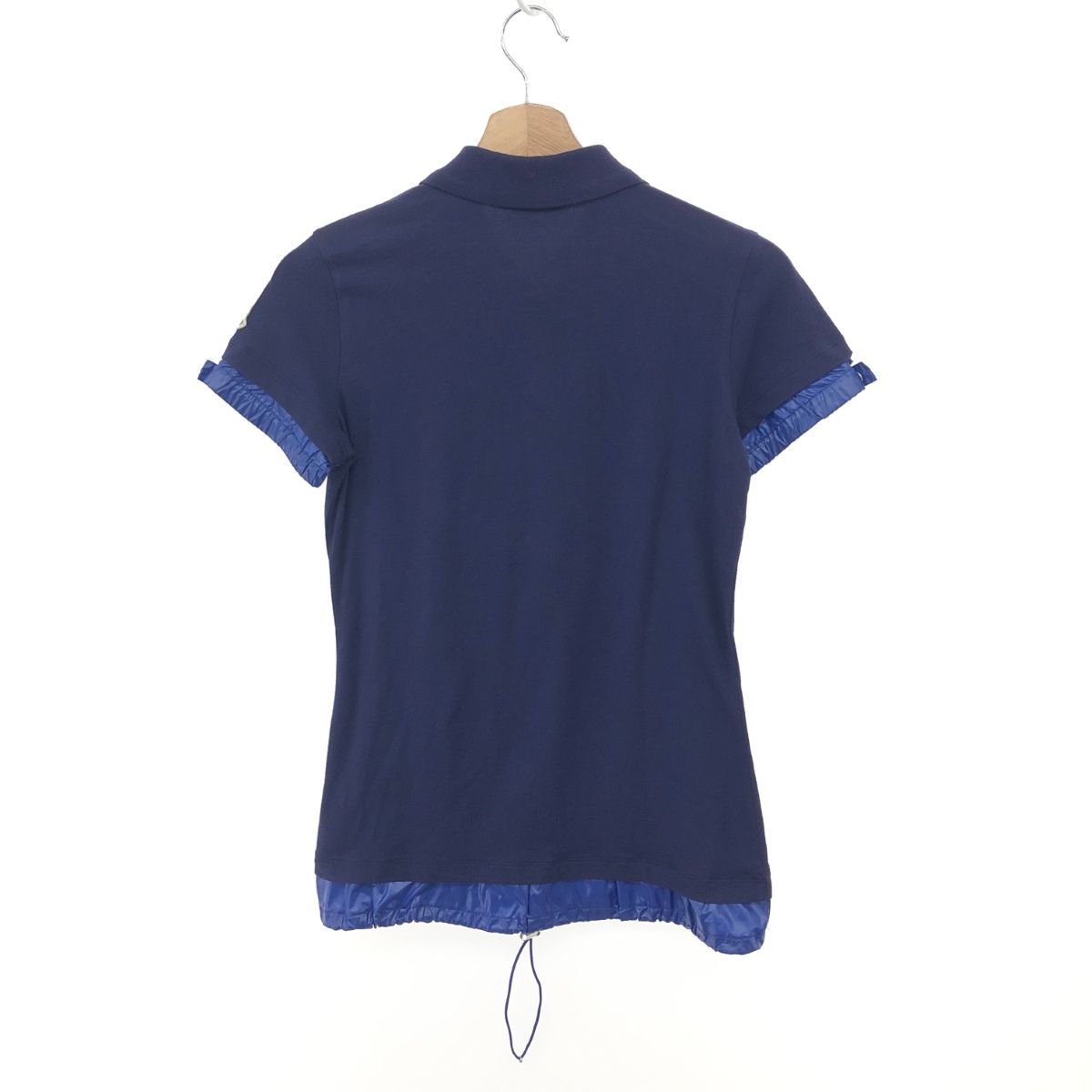 MONCLER モンクレール ナイロンレイヤードポロ 小さいサイズ XS 異素材|ポロシャツ|ロゴ ネイビー レディース | 241007002580