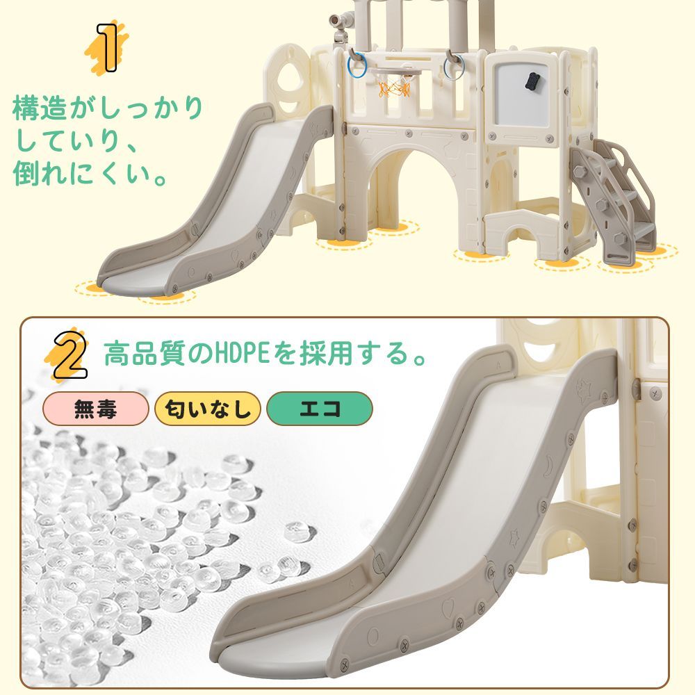 2025 ｜キャッスル型大型室内すべり台｜スライダー装備｜バスケットゴール付｜N509P268320A