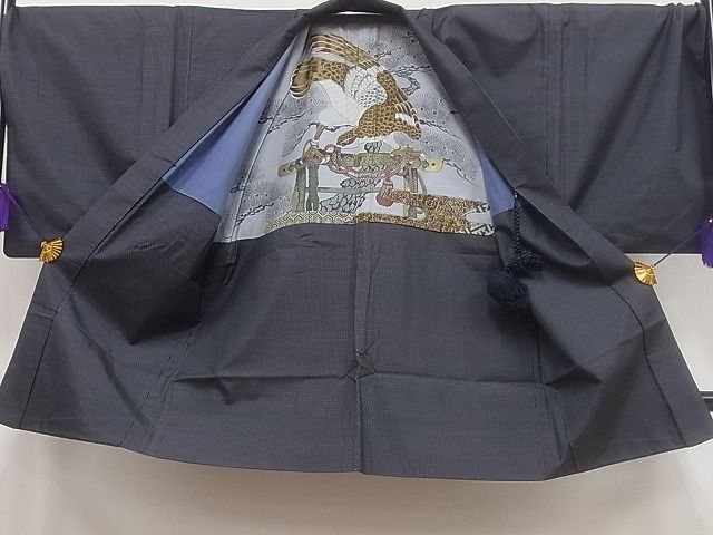 平和屋着物○男性 本場大島紬 アンサンブル キングサイズ 亀甲文様