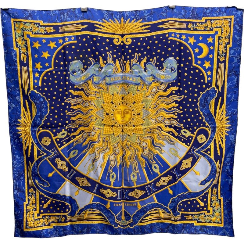 エルメス HERMES カレ90 CAPRE DIEN ブルー シルク100% レディース スカーフ