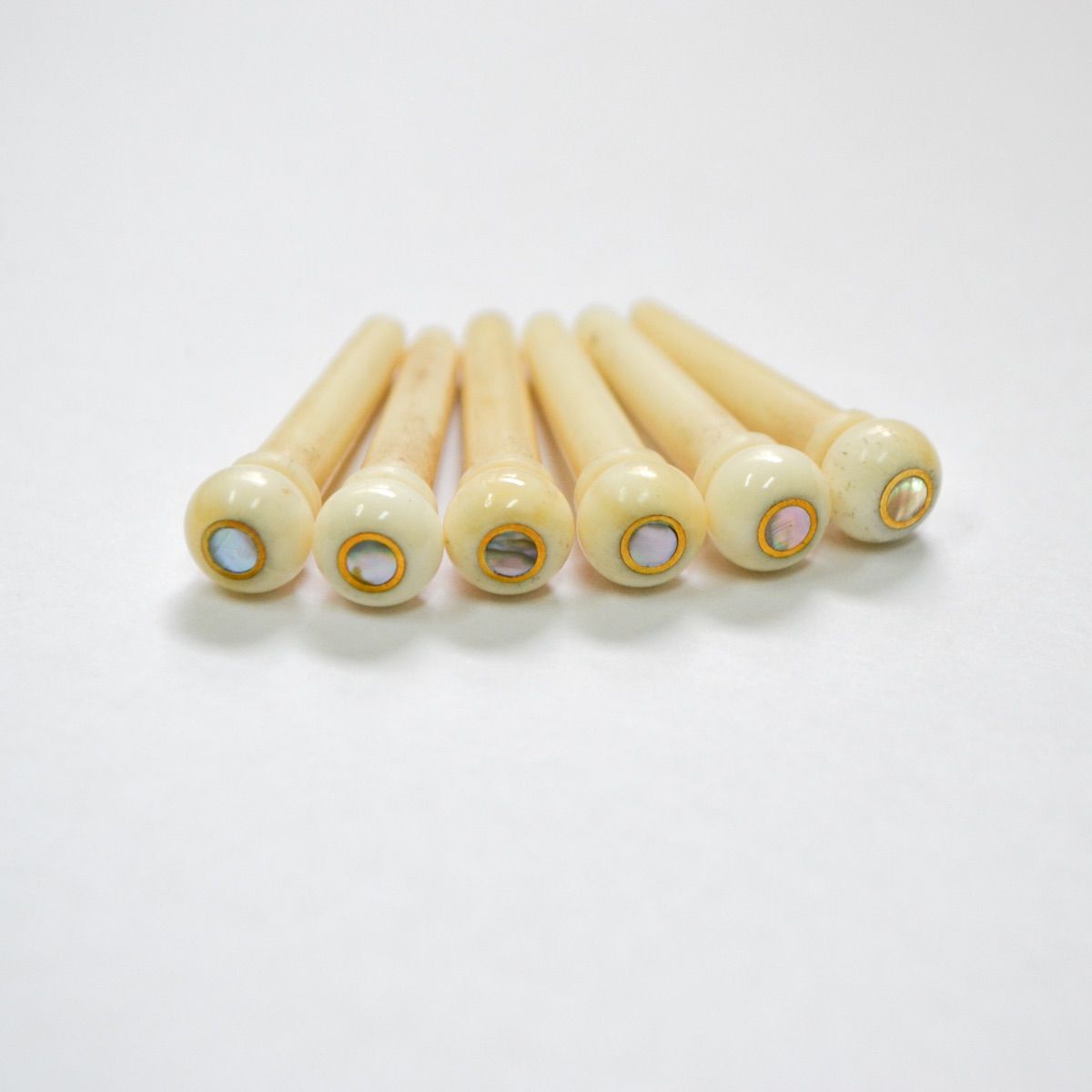 John Pearse Camel Bone Bridge Pins BRASS | ABALONE FrenchEye