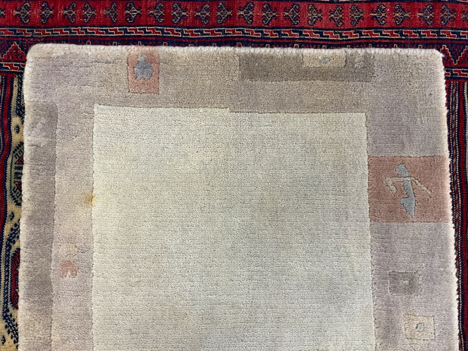 ヴィンテージラグ インド絨毯 90.5cm×61cm ハンドメイド 手織り絨毯
