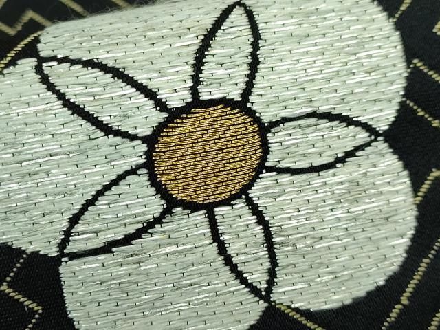 平和屋本店□極上 九寸名古屋帯 宝尽くし 雪輪 黒地 鬼しぼ縮緬 逸品