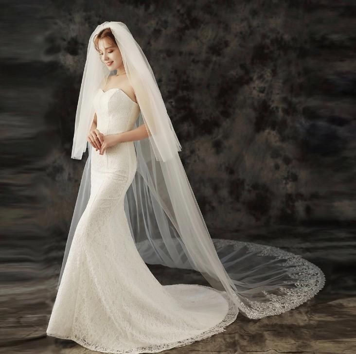 ウェディングベール コーム付き ロング 3m 結婚式 ベール 花嫁