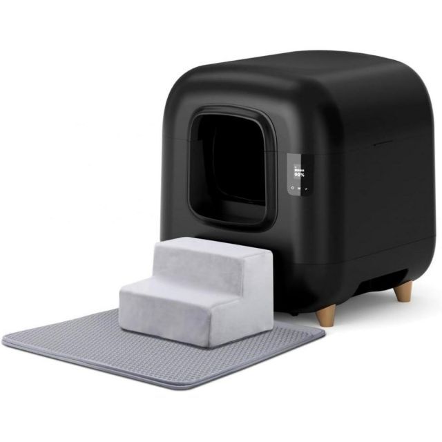 マルカン ナクラム 全自動猫トイレ CT-703 ブラック 猫用 トイレ本体 スマホで健康管理 体重管理 消臭