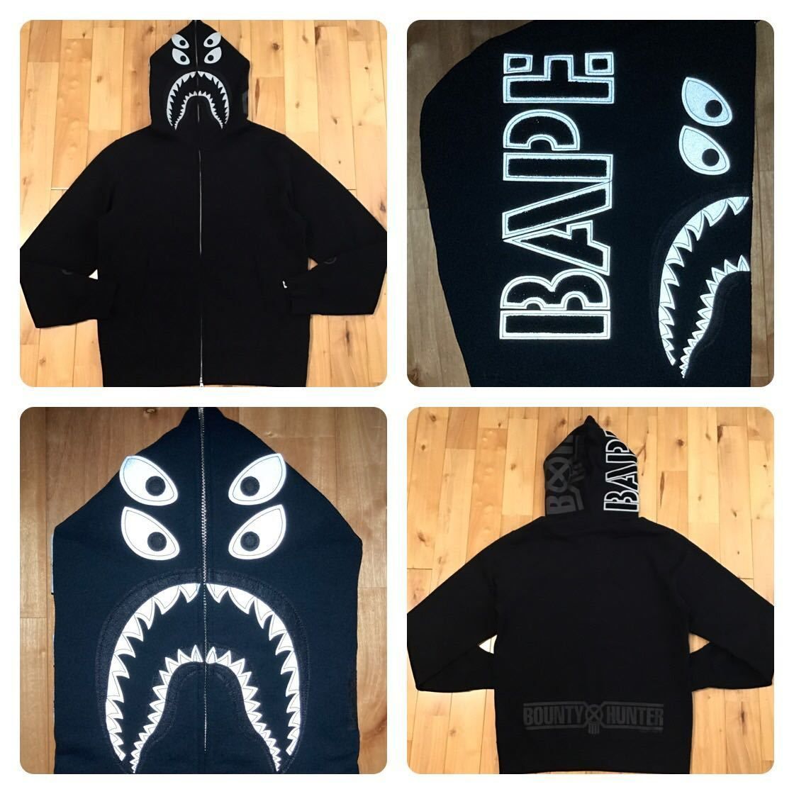★XL★ BOUNTY HUNTER × BAPE shark full zip hoodie シャーク パーカー a bathing ape  バウンティハンター エイプ ベイプ