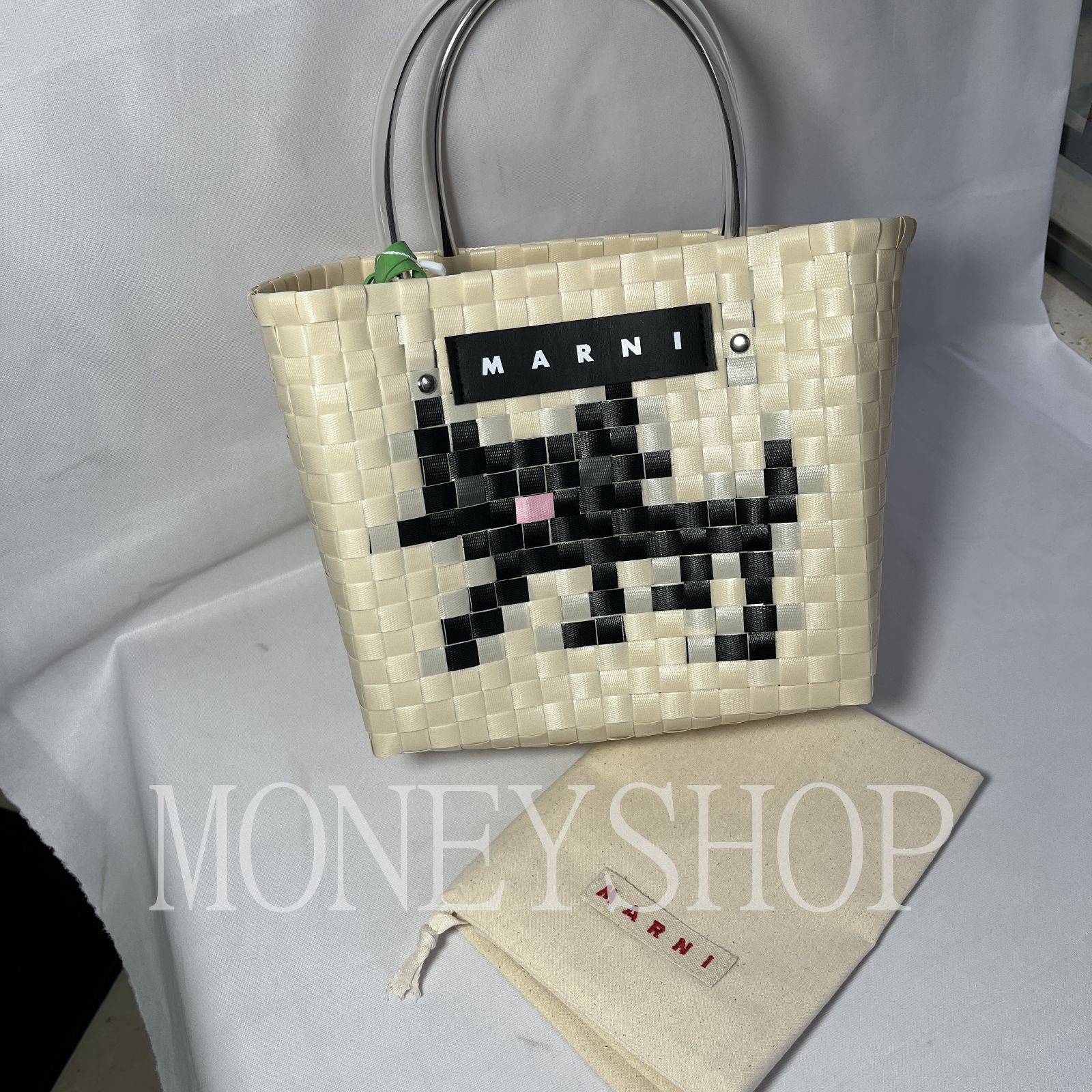 新品】MARNI MARKET マルニ ハンドバッグ かごバッグ 猫 ミニバスケットバッグ/ポリプロピレン ブラックホワイト レディース C5137  - メルカリ