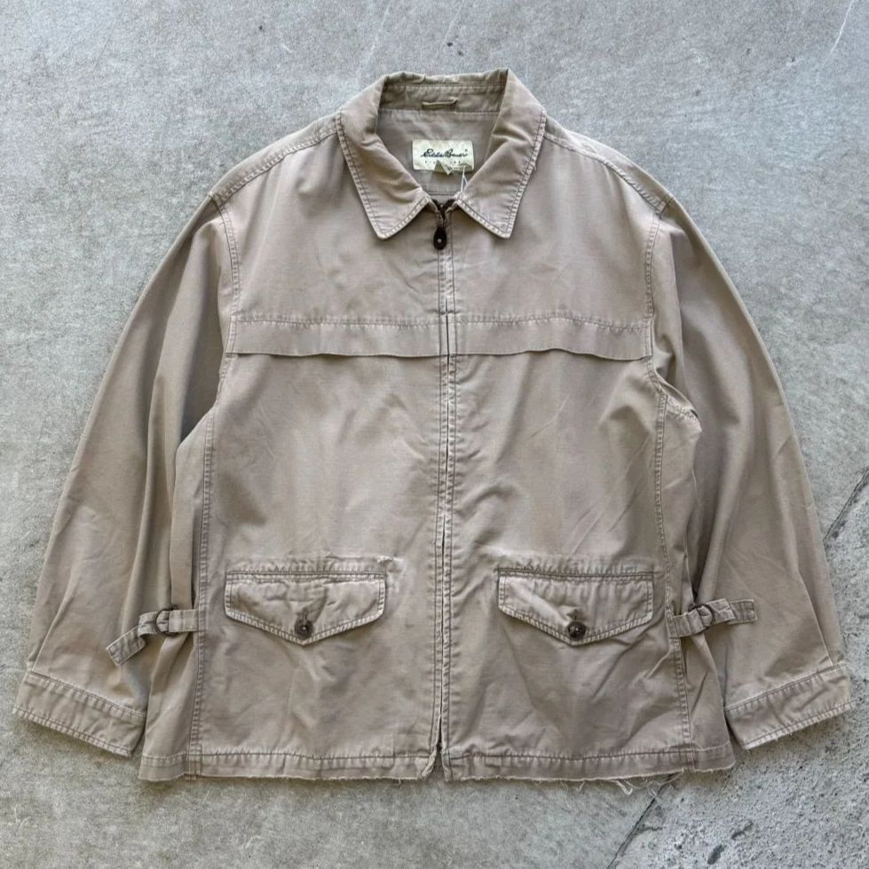 80s 90s エディーバウアー　ハンティングジャケット　ボロ　フェード　L　ベージュ　Eddie Bauer