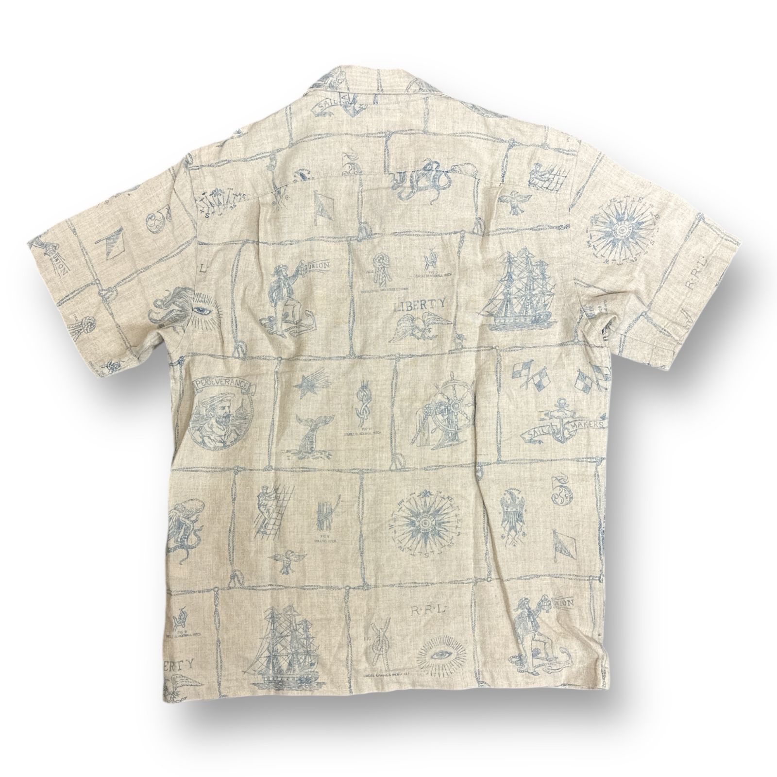 RRL 24SS PRINT INDIGO LINEN CAMP SHIRT プリントインディゴリネン