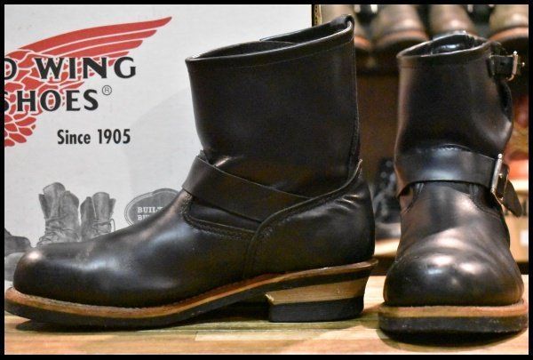 9D 08年 レッドウィング 2976 ショート エンジニア 黒 ブラック クローム スチールトゥ ブーツ redwing HOPESMORE FE426