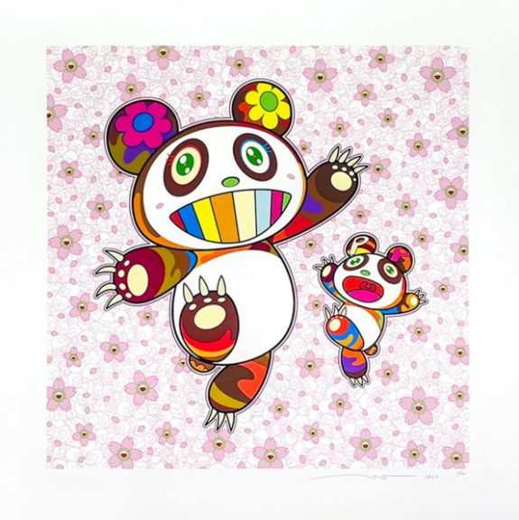 村上隆 版画 桜吹雪の中のパンダの親子 - メルカリ