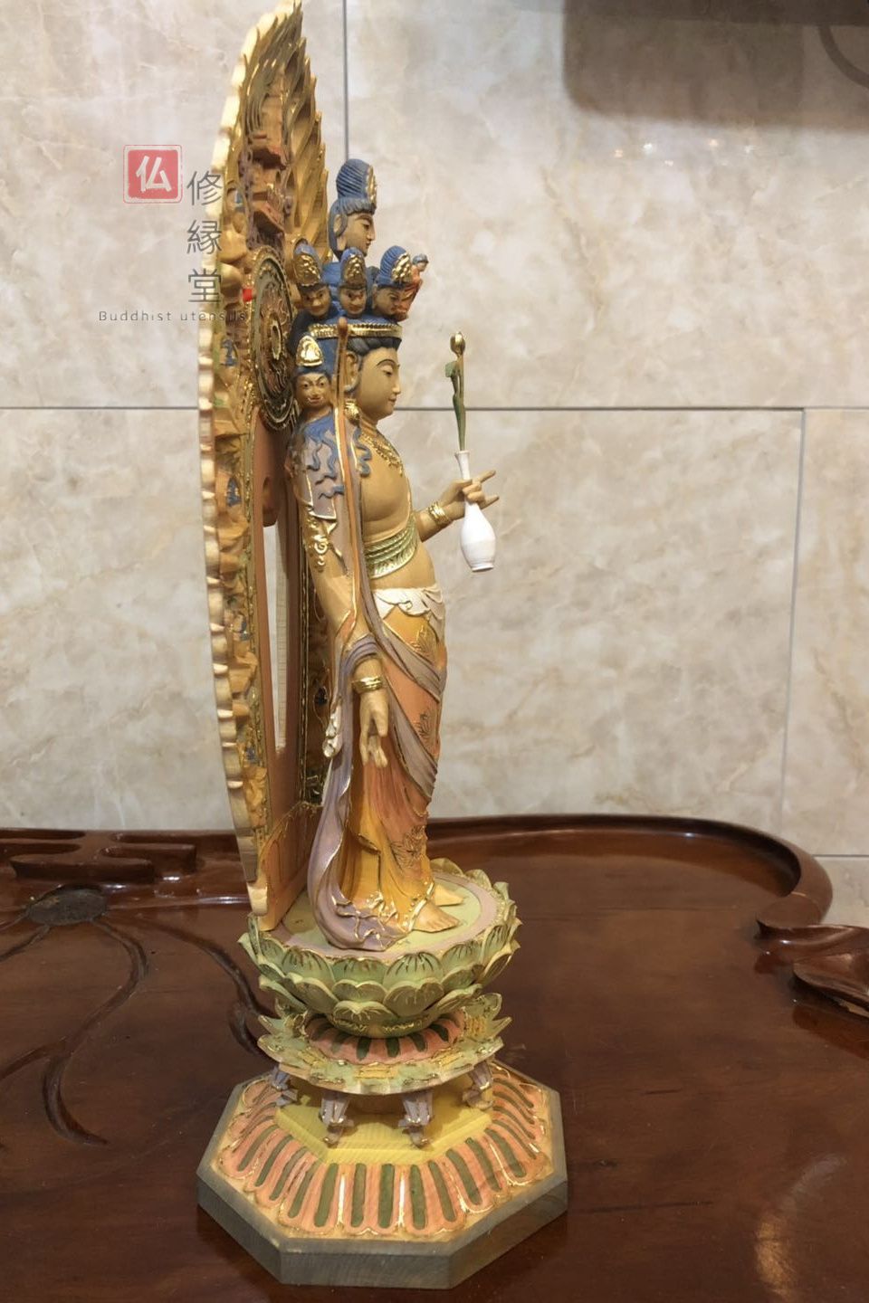 【修縁堂】切金彩繪 不動明王座像 木彫仏像 精密彫刻 美術品 仏師で仕上げ品 修縁堂】切金彩繪 不動明王座像 木彫仏像 精密彫刻 美術品 仏師