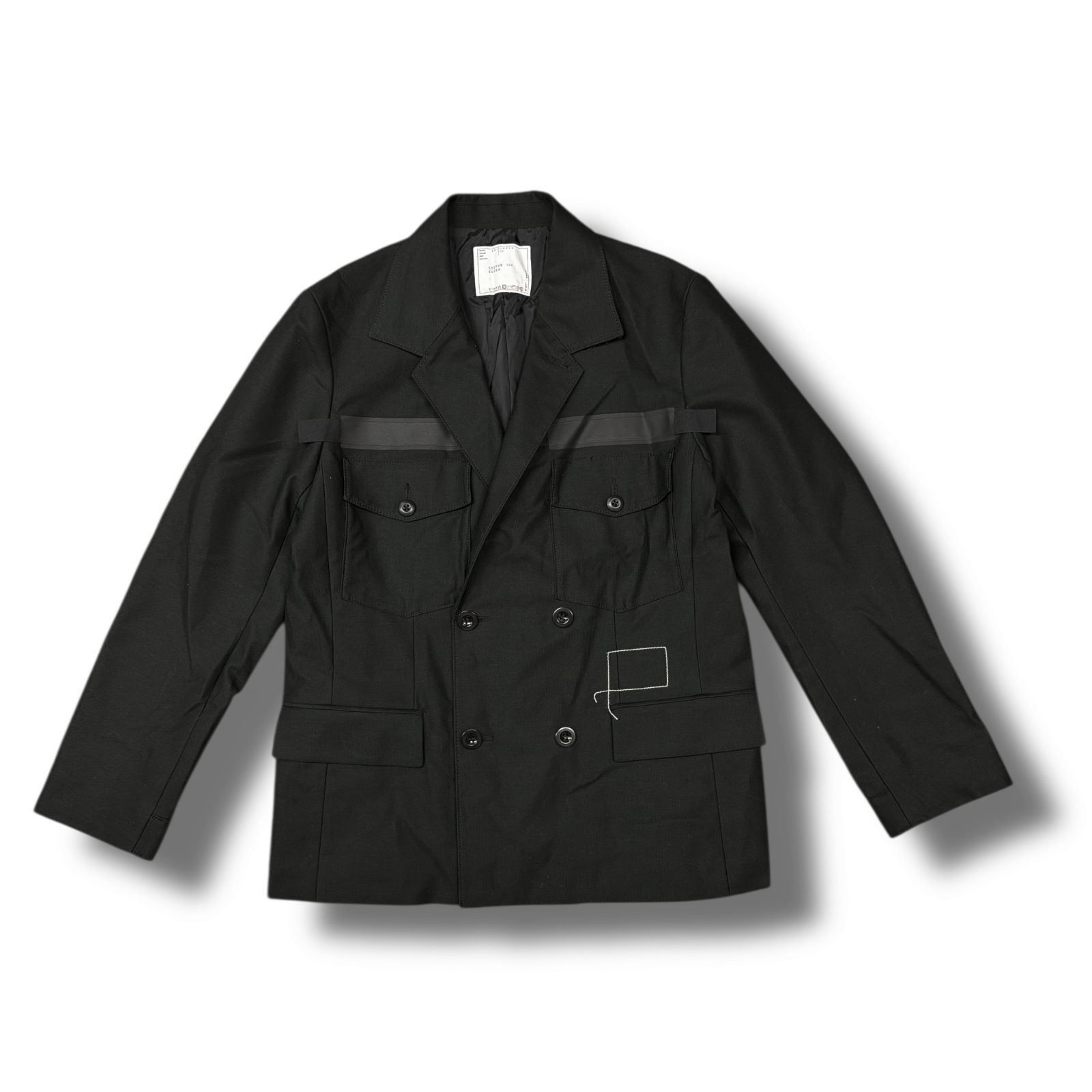 sacai × WTAPS 25SS Cotton Back Satin Jacket コットンバックサテンジャケット テーラード ドッキング ダブルブレスト サカイ ダブルタップス コラボ 25-03693M 1 600M4