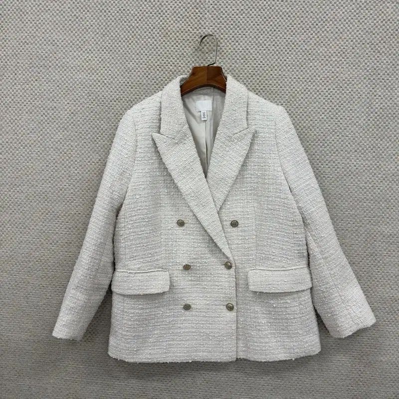 エイチ アンド エム クラシック ツイード ダブルボタン コート ジャケット 95 D03029
