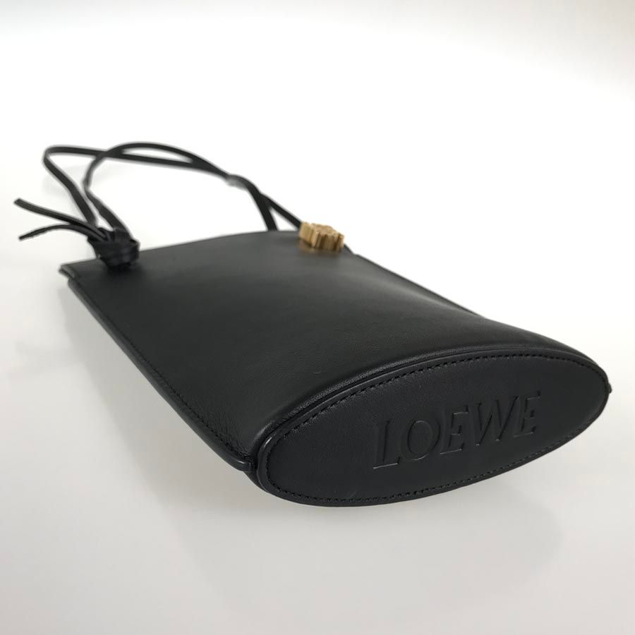 【美品】LOEWE ロエベ ダイスポケットレザーショルダー　ブラック LOEWE - LOEWE(ロエベ) ショルダーバッグ ダイス ポケット 黒 斜めがけ