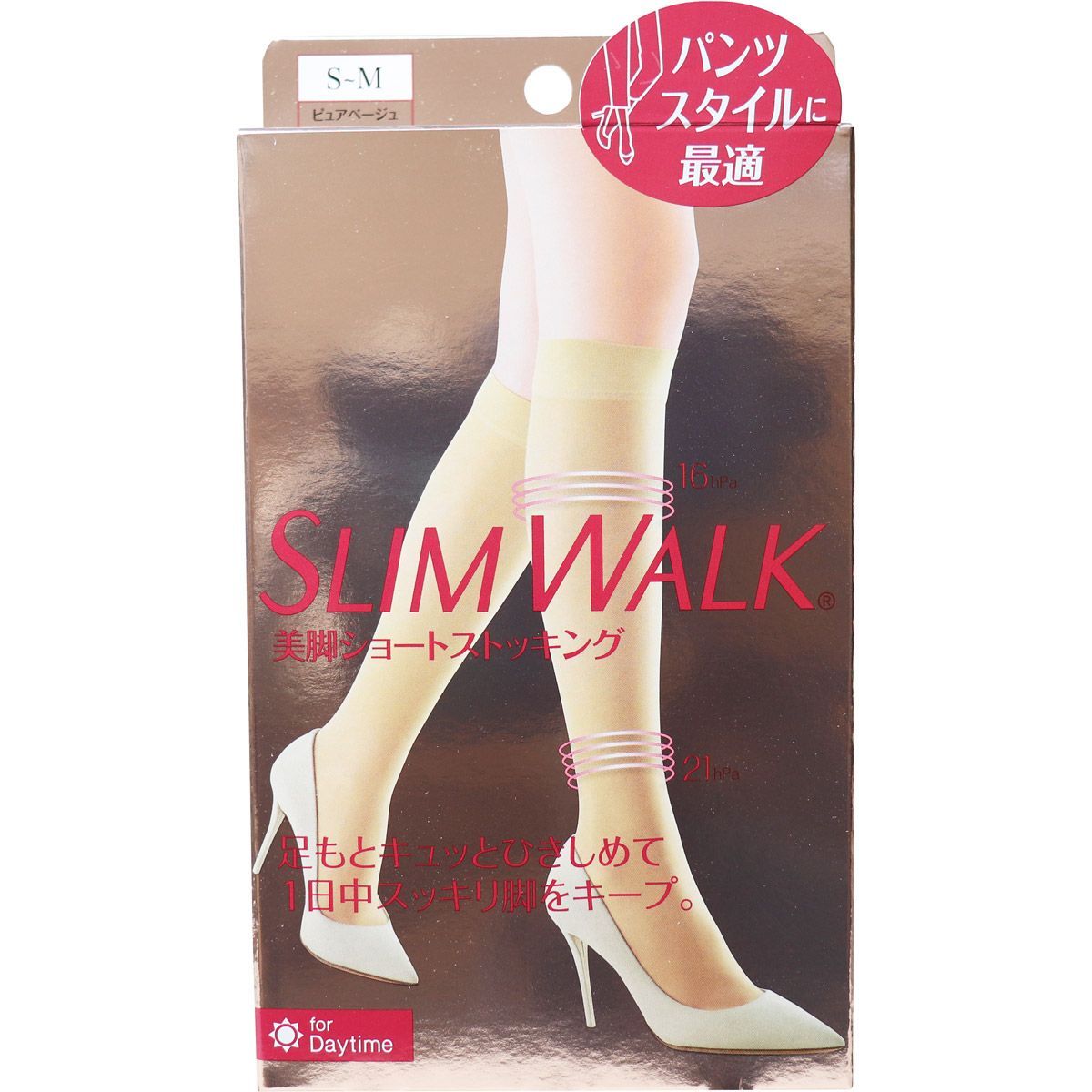 6セット スリムウォーク 美脚ショートストッキング ピュアベージュ S-M