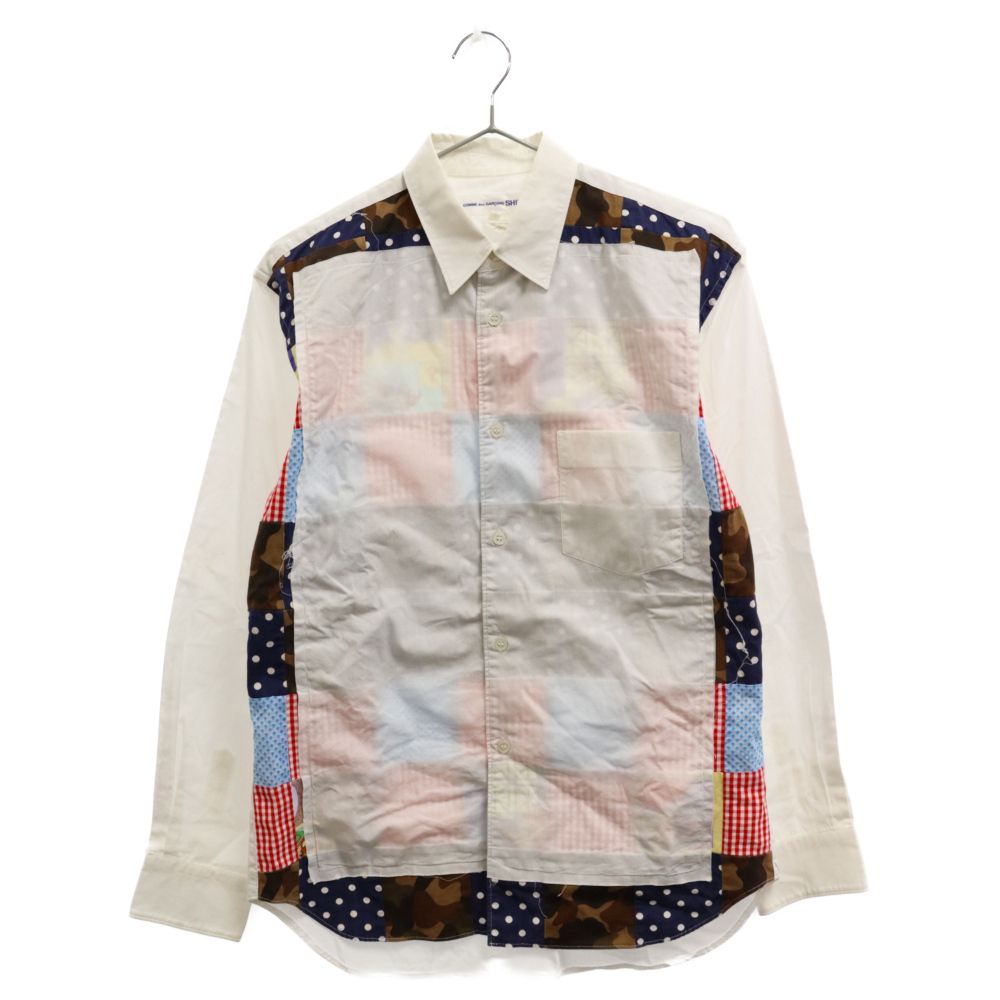 COMME des GARCONS SHIRT (コムデギャルソンシャツ) 長袖パッチワークシャツ Haruo Kobayashi MADE IN FRANCE S19061 ホワイト